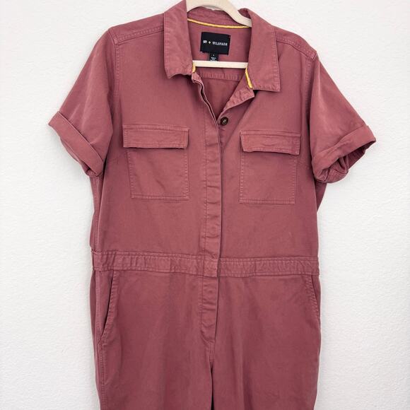 BP. + Wildfang Womens The Essential Short Sleeve Coverall Jumpsuit Size L Brown - Picture 3 of 10